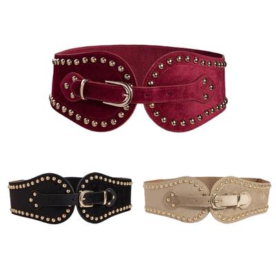 Wide Waist Belt Punk Chain for Cowboy Cowgirl Rivets Buckle Retro Studded Buckle Waist Chain Sexy Belt