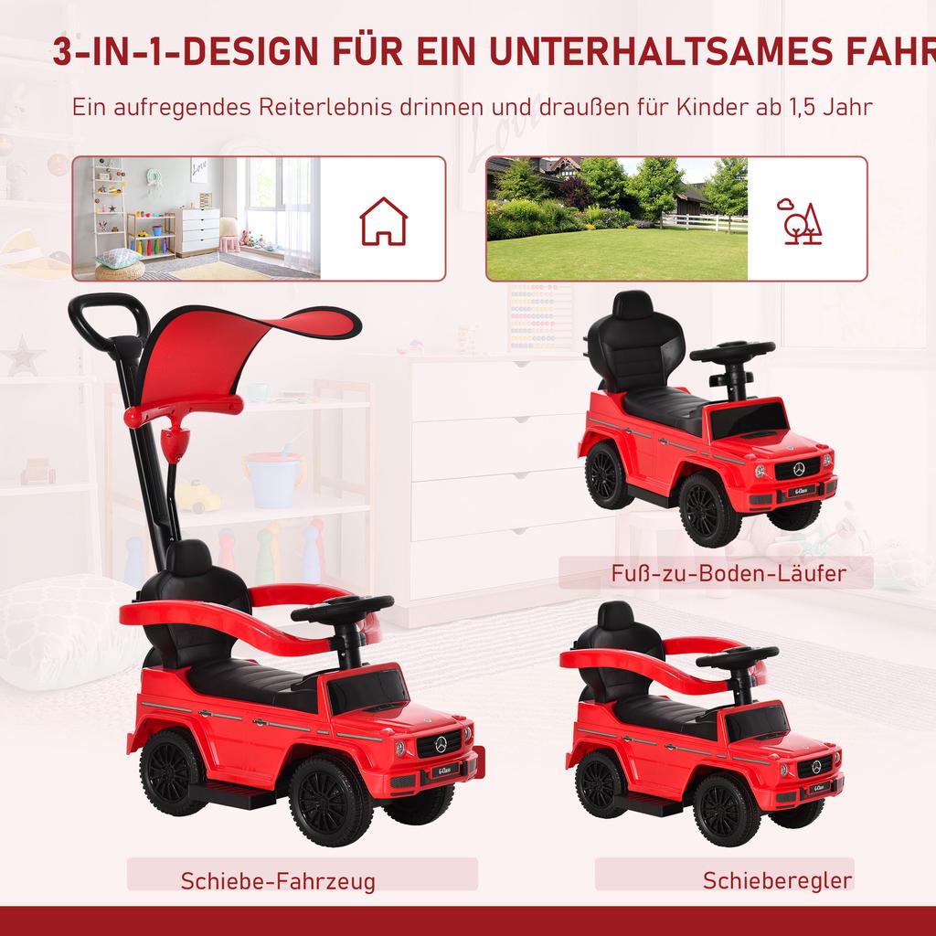 3 in 1 Macchina da Corsa Spingibile per Bambini Piccoli Scivolo a Piedi G350 Deambulatore Licenziato Spinta con Clacson Volante NESSUNA ALIMENTAZIONE