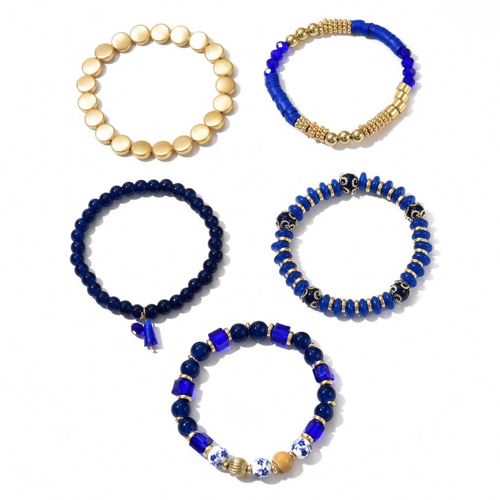 New Bohemian crystal bracelet, multi-layer beaded bracelet, elastic bracelet, bracelet, jewelry, European and American jewelry.