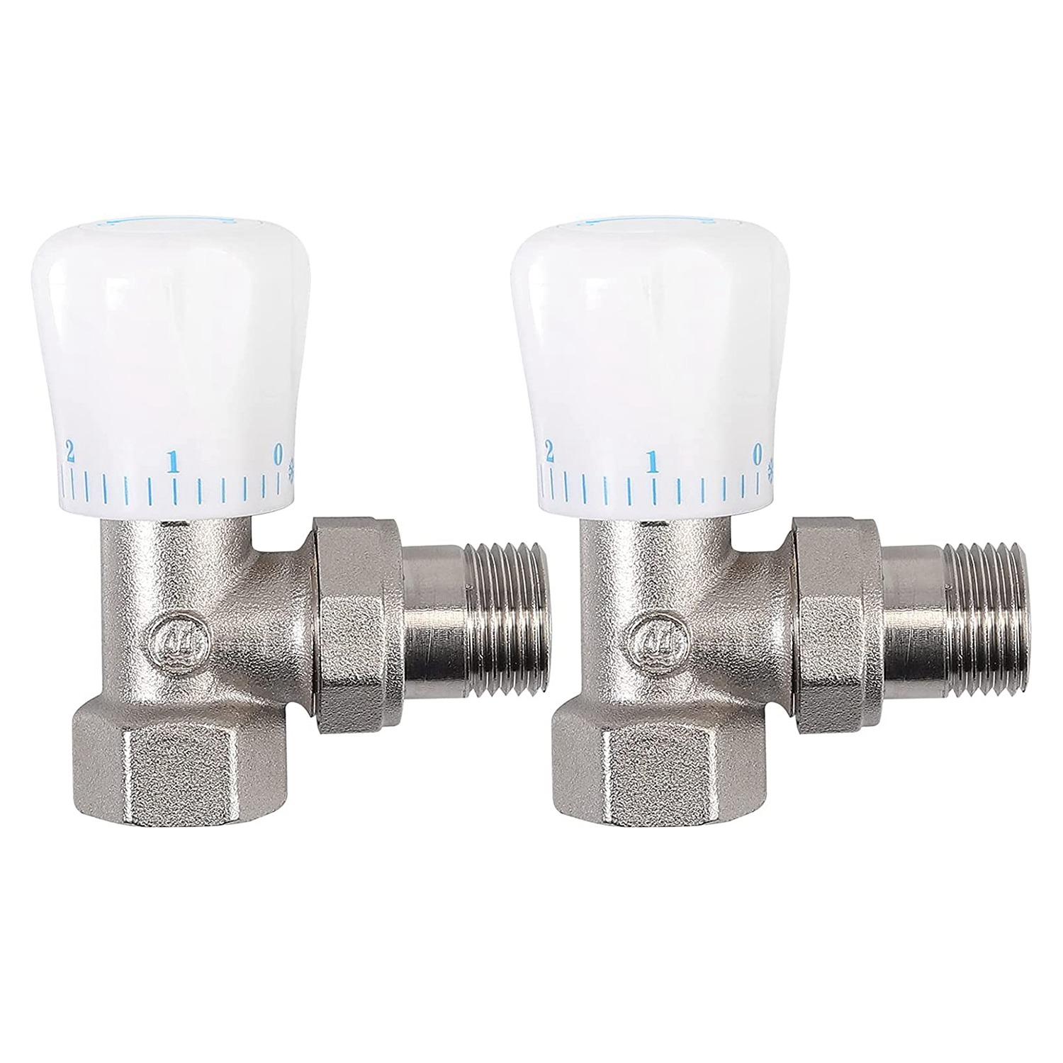 Thermostatic Radiator Valve 2Pcs 15mm x 1/2Inch Thermostatic Angle TRV Thermostatic Radiator Valve for Home Office CN