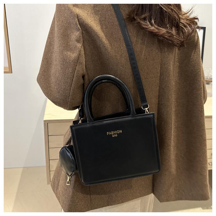 Faux Leather Solid Color Shoulder Bag for Women, Vintage Style Square Crossbody Purse, Minimalist Handbag KTB