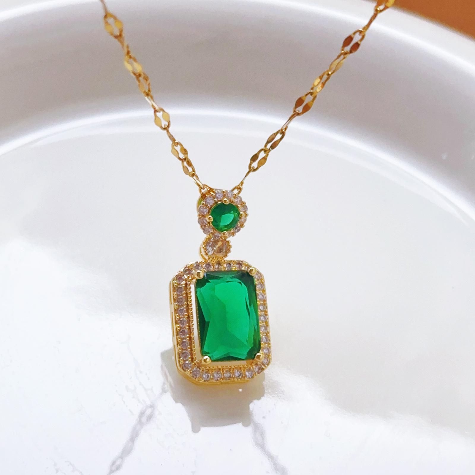 

Квадратное циркониевое геометрическое титановое ожерелье на ключицу - Роскошный винтажный дизайн