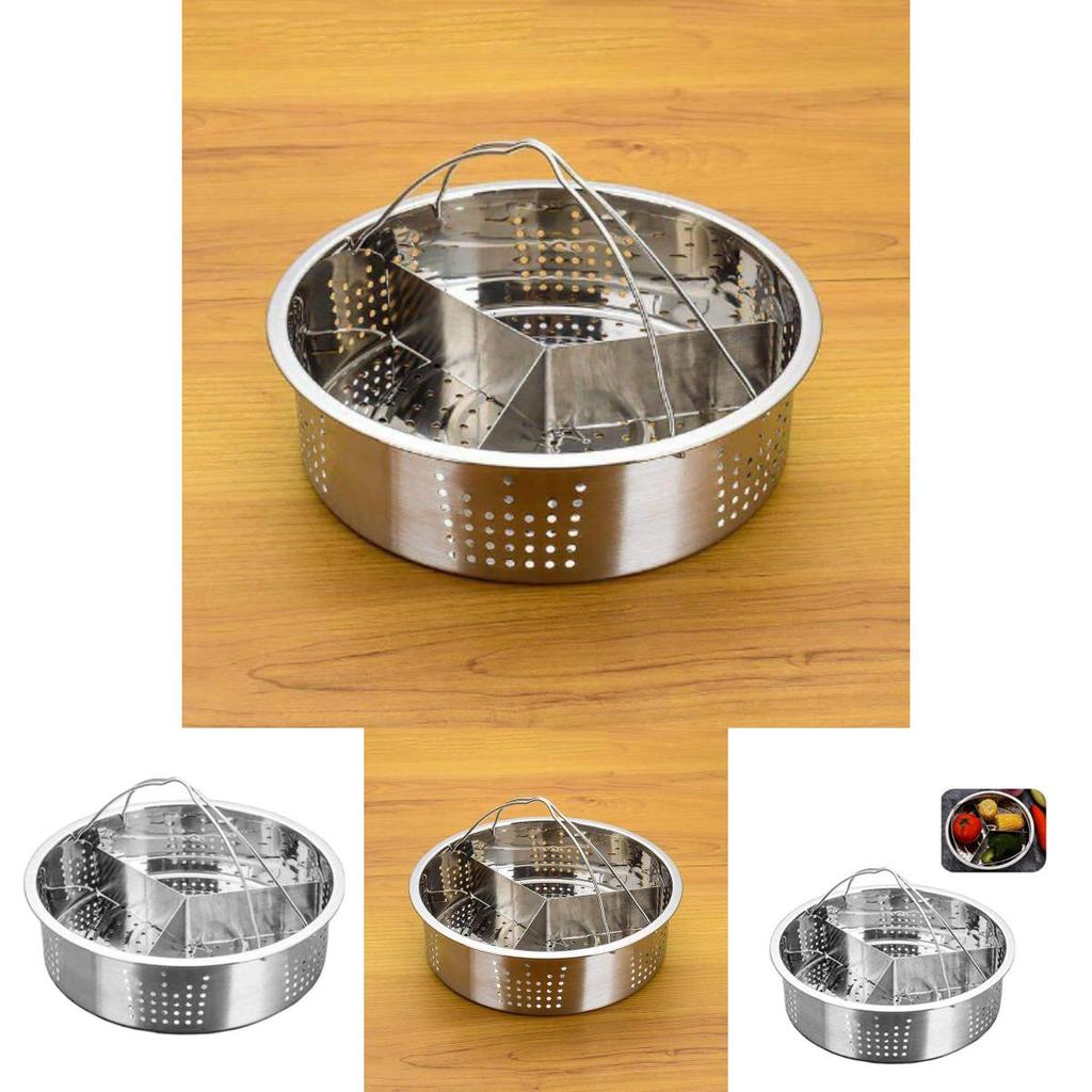 Stainless Steel Steaming Rack With Dividers For Rice Cooker And Microwave Cooking