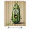 Artistic Green Pickle Shower Curtain with Painting Brush for Bathroom Decor Yellow Backdrop Waterproof Fabric Home Accessory