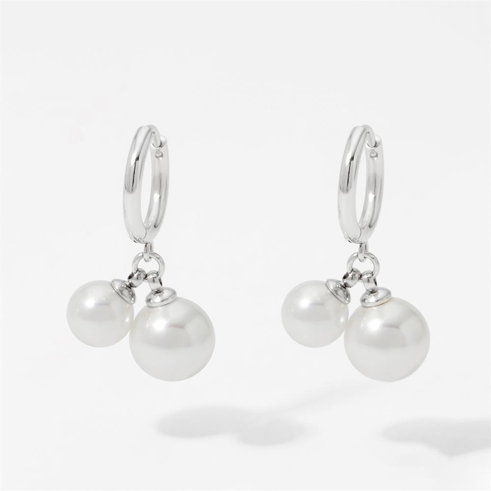 Elegant Temperament Double Round Imitation Pearl Hoop Earrings for Women Thin Circle Huggies Ear Ring Fashion Jewelry 2025 Aros