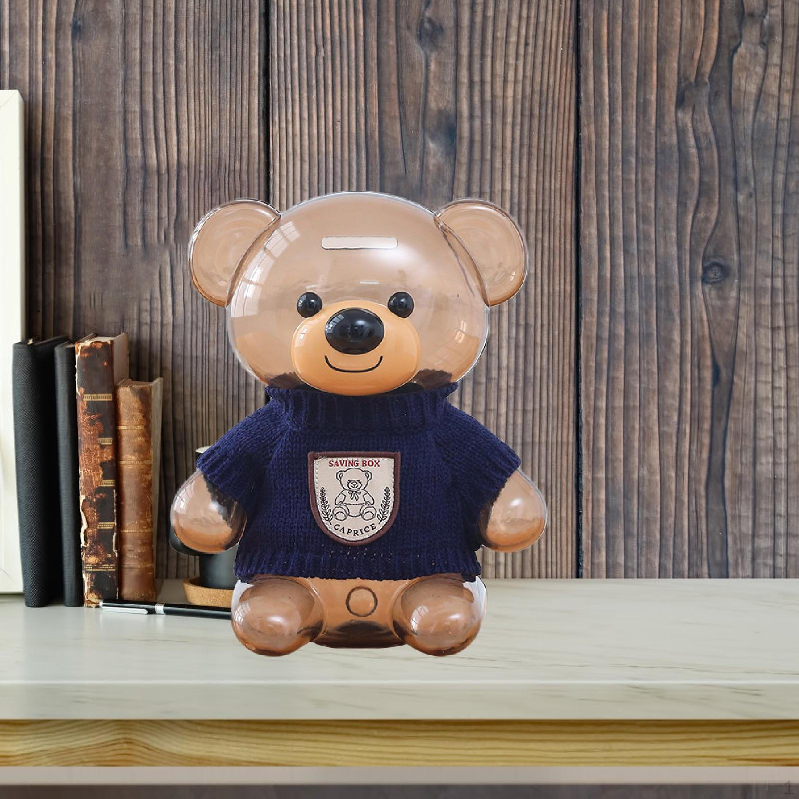 

Bear Money Box with Knit Outfit for Kids And Adults Decorative Figurine