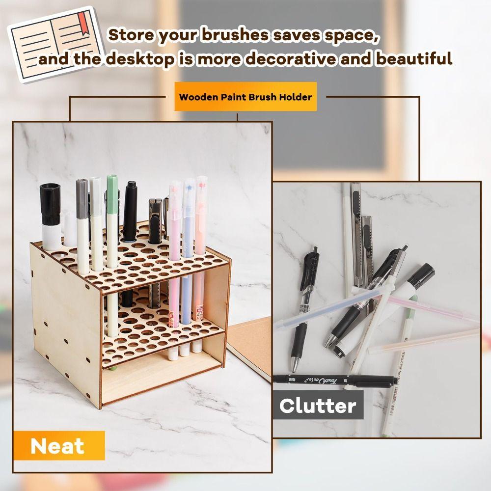 Multihole Paint Brush Holder DIY Makeup Brushes Shelf Watercolor Brush Rack  Art Brush Organizer
