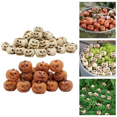 20pcs Resin Halloween Pumpkin Decoration Scary Funny Mini Fake Simulation Pumpkin Reusable Creative Halloween Ornaments