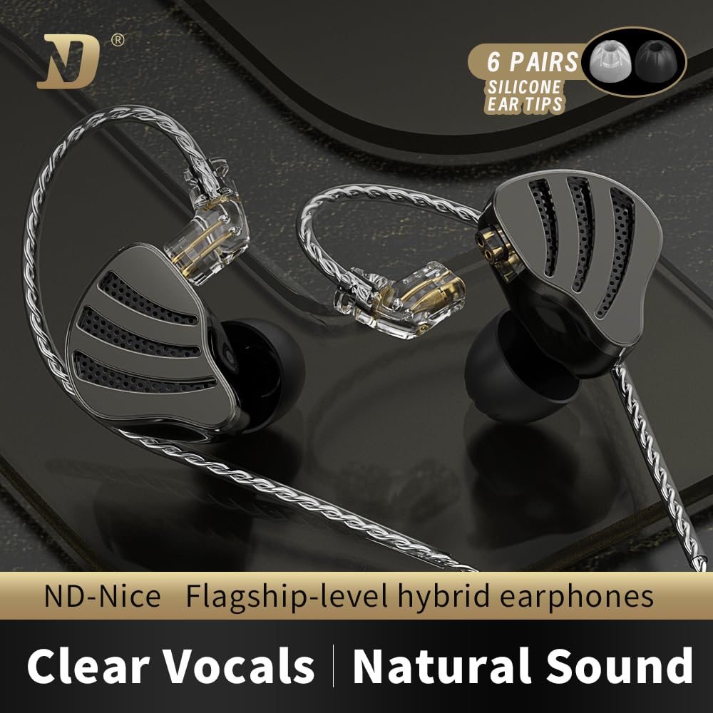 Hifi Kingdom ND-NICE Hybrid (1DD+1BA) Wired In-Ear Monitors Black with Mic