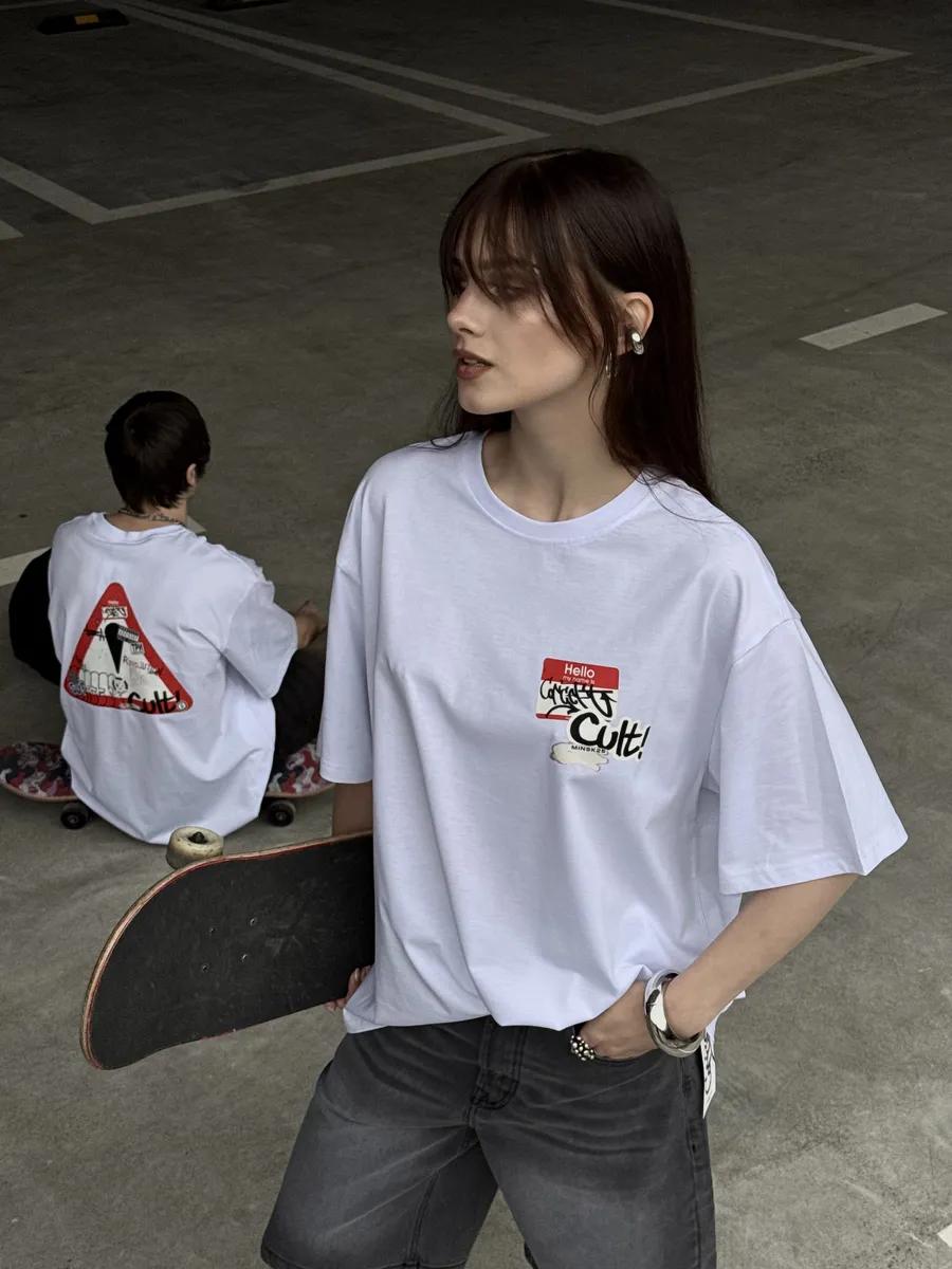 Warrior slogan and print T-shirt L