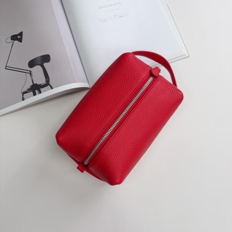 Fashion Women's Leather Makeup Bag Portable Cosmetic Pouch with Zipper Closure
