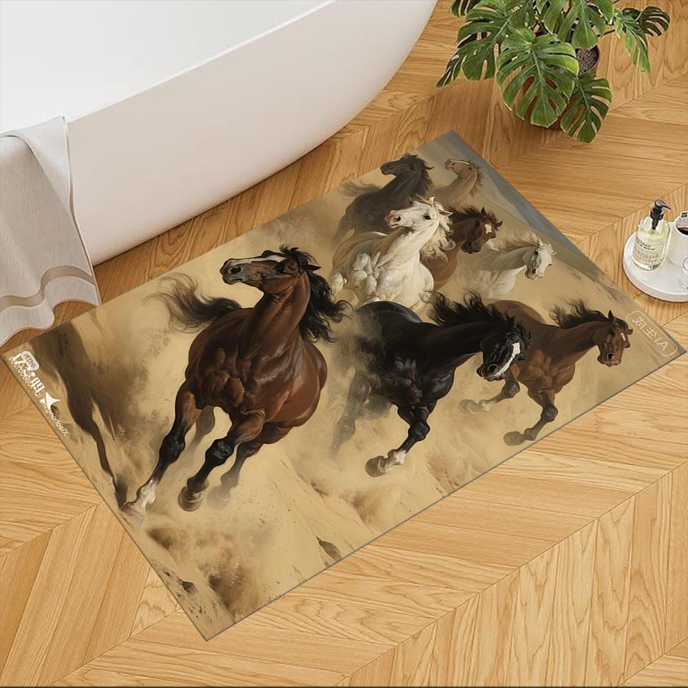 Sunset Horses Running Wild Non-Slip Home Carpet Design for Office Decor Living Room Gift