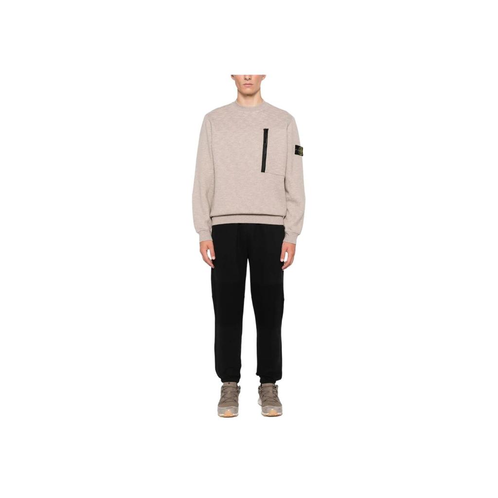 Stone Island Plain Logo Crew Neck Pullover Long Sleeve Sweatshirt Men sweatshirt Sand 811565338-V0094