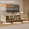 TV Cabinet Premium 160cm Wood-Colored Rattan for 70-Inch TV-Cable Management 2 Drawers Entertainment Center 1 Door Cabinet Base Living Room