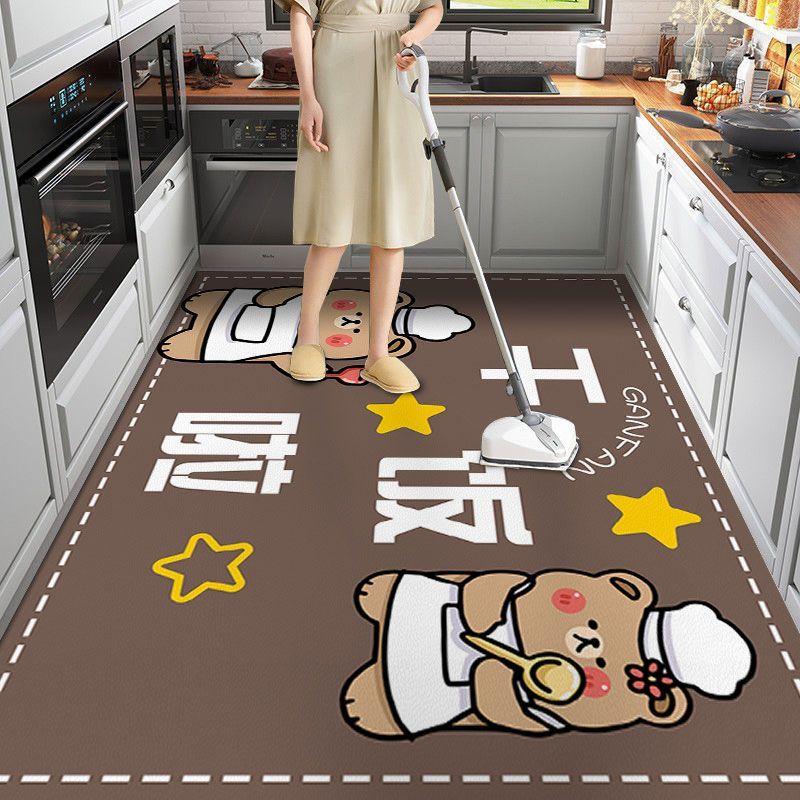 Dywan na podłogę do kuchni mata podłogowa skóra PVC wodoodporny antypoślizgowy długi dywan olejoodporny maty pod stopy różowy kwiat dekoracja domu dywany