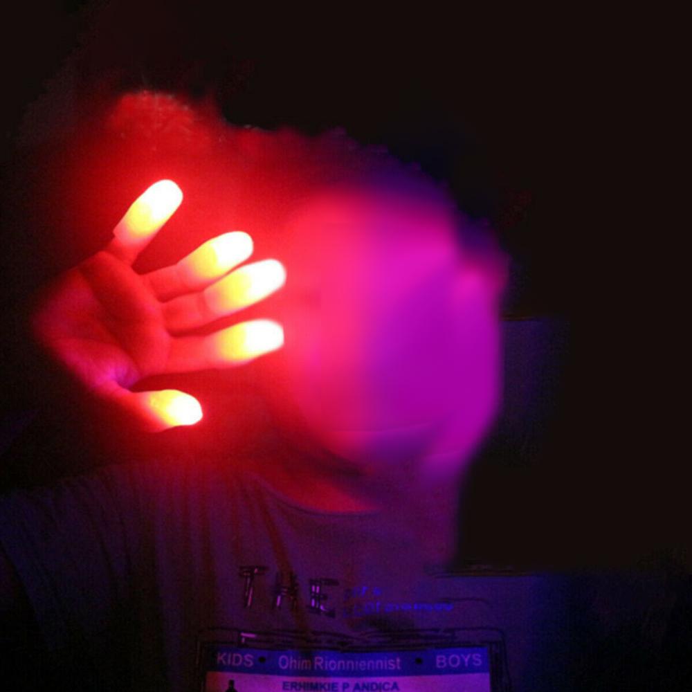 Non-Toxic 2/4/6Pcs Magic Light Up Finger Fingers Led Tricks Thumb Props Christmas Christmas Festival Party Novelty Funny Toys