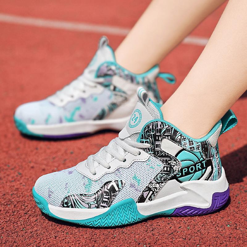 31-40 Tenårings Pluss Størrelse Sklisikker Slitesterk Pustende Mote Høye Basketballsko Fritidssko