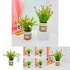 Small Fabric Flower Pot Decor With Faux Greenery For Restaurant And Hotel Ambiance