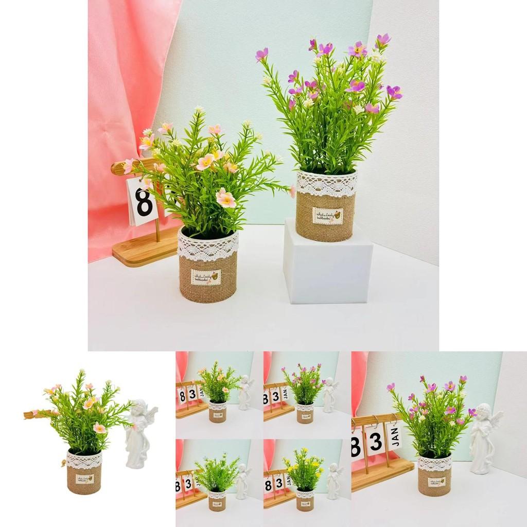 Small Fabric Flower Pot Decor With Faux Greenery For Restaurant And Hotel Ambiance