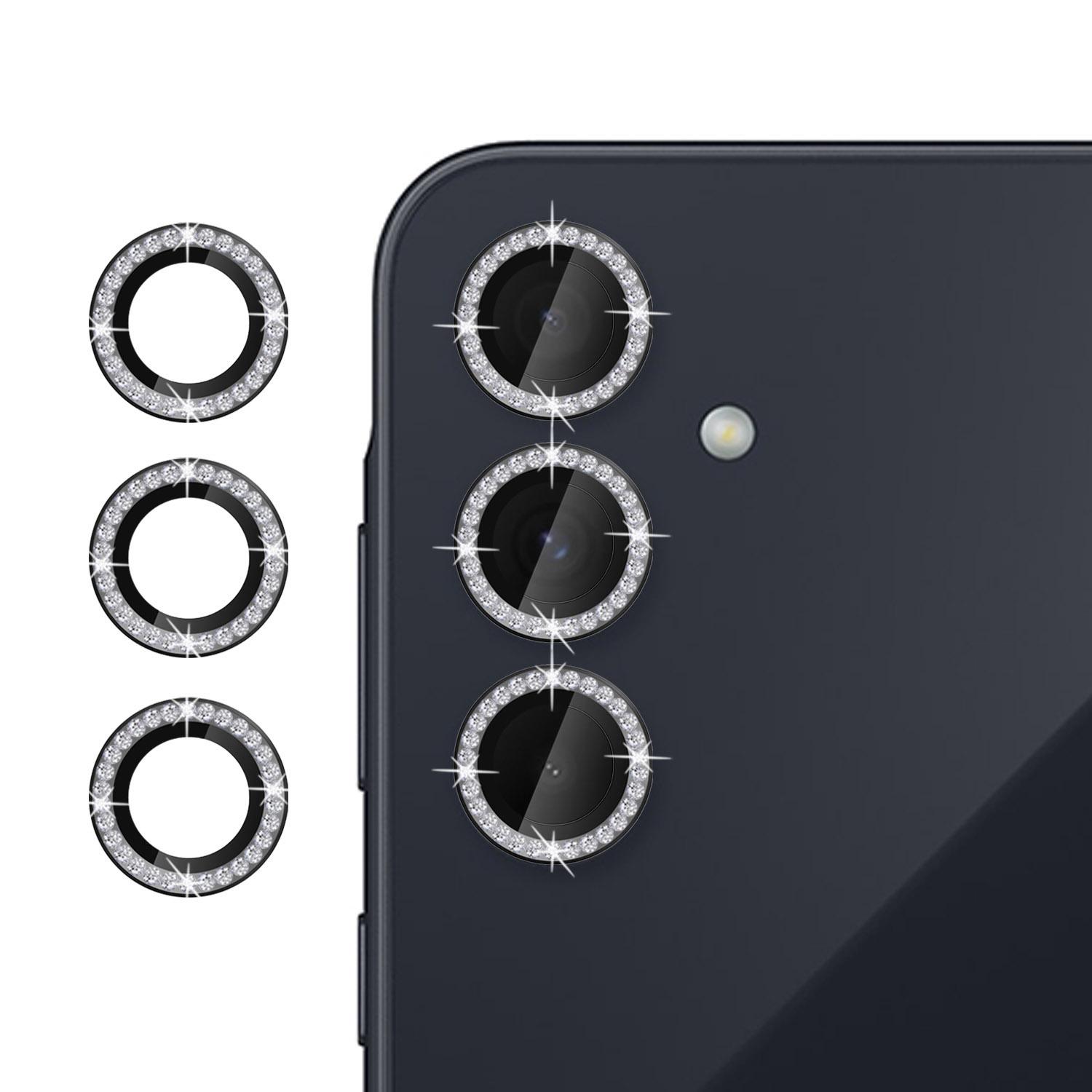 Защитное стекло для объектива камеры Samsung Galaxy A35 5G, дизайн «Кольцо с бриллиантом», закаленное стекло Black