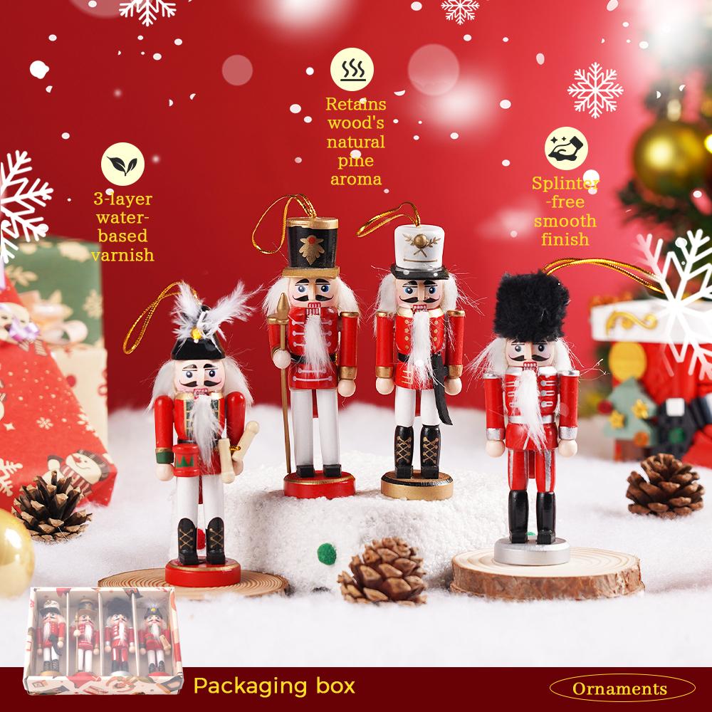 

12cm 4pcs Nutcracker Soldier Pendants Handmade Creative Christmas Tree Decoration Pendant Pubs/Cafes/Shops Xmas New Year Gifts United States