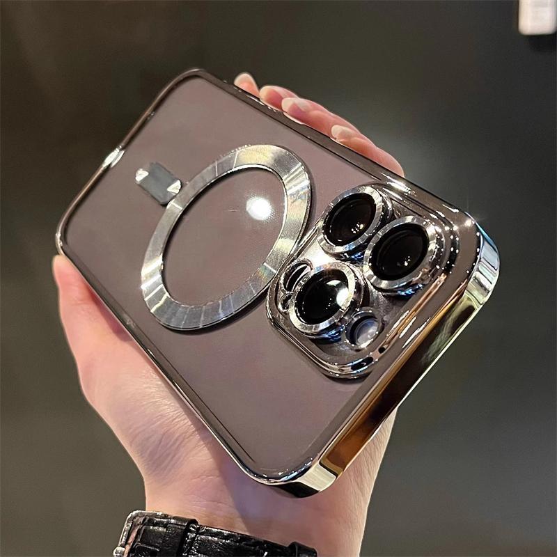 Luxury Magnetic For Magsafe Wireless Charge Plating Clear Case For iPhone 11 12 13 14 15 16 Pro Max Shockproof Silicone Cover