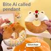Cute Donut-Shaped Capybara Squeaking Plush Keychain Capibara Plush Toy Hanging Ornament Bag Decoration Pendant Accessories Gift