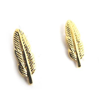[N1331] - Gold Plated 'Feathers' Earrings In Gold