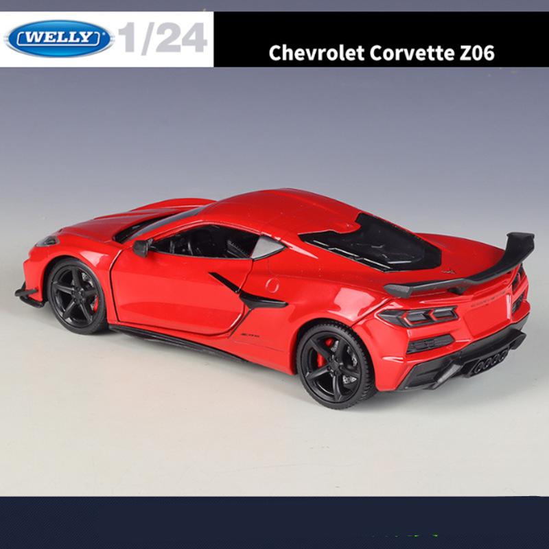 Welly 1/24 Scale  2023 Chevrolet Corvette Z06 Alloy Sports Car Model Diecast Racing Car Vehicles Model Simulation Collection Kids Gifts