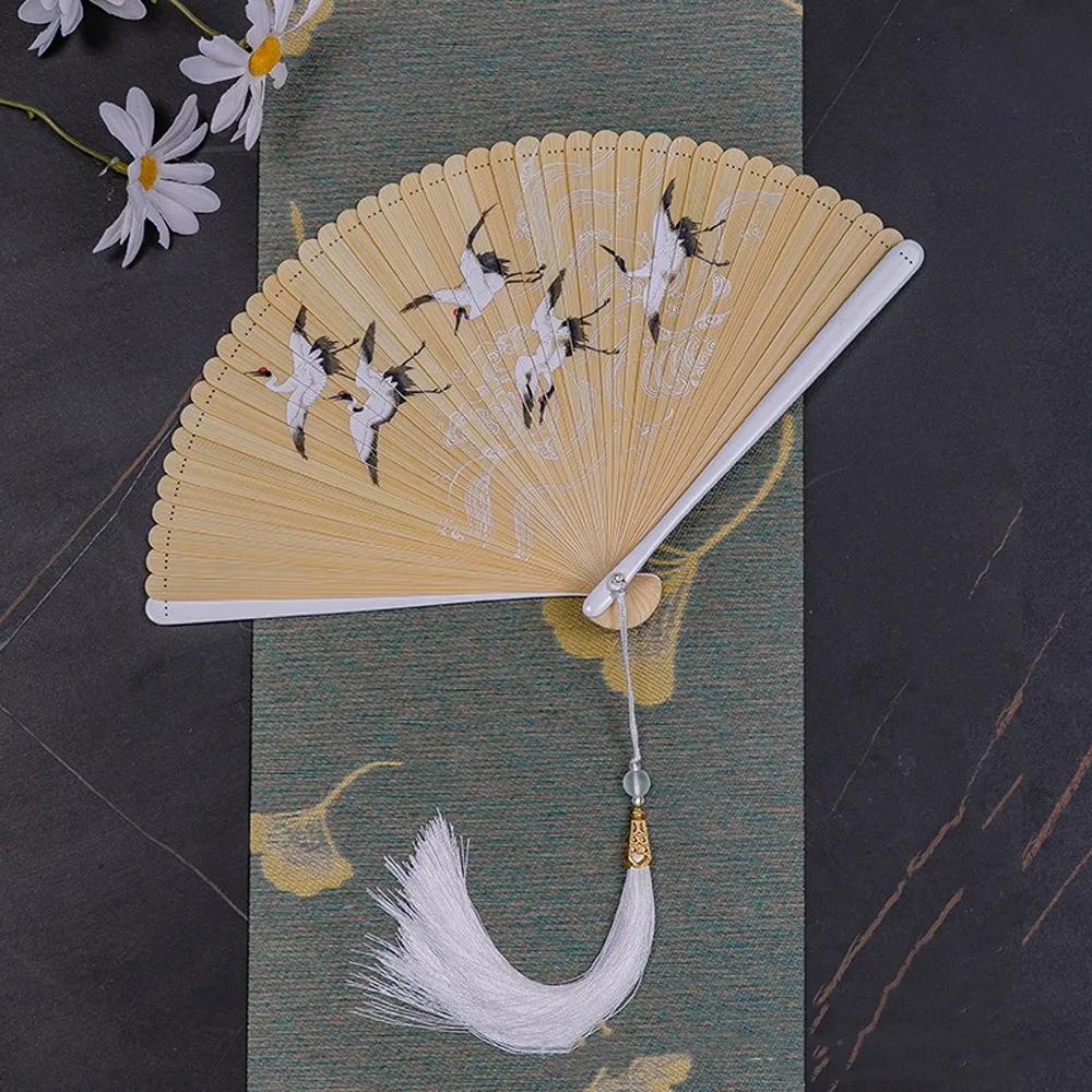 Chinesischer Stil Japanischer Klassischer Faltfächer Antiker Stil Schwarzer Faltfächer für Damen Handgefertigt Exquisite Handfächer