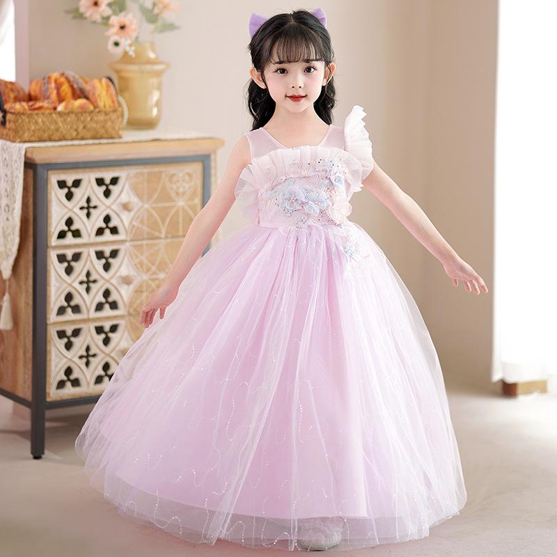 

Autumn Princess Flower Girl Dress: Formal Tulle Puff Skirt for Kids 110 cm рожевий