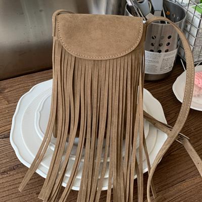 Retro Ethnic Style Matte Fringed Bag Women's 2025 Autumn New Fashion Niche Foreign Style Messenger Bag Small Satchel