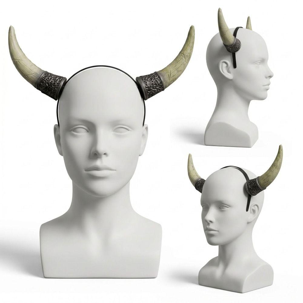 Pu Cosplay Hairband Ox Horn Halloween Hair Hoop Halloween Horns Headband  Masquerade Party