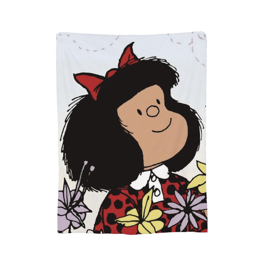 Mafaldas Love Smile Flannel Blankets  Funny Throw Blanket for Home cm Plush Thin Quilt