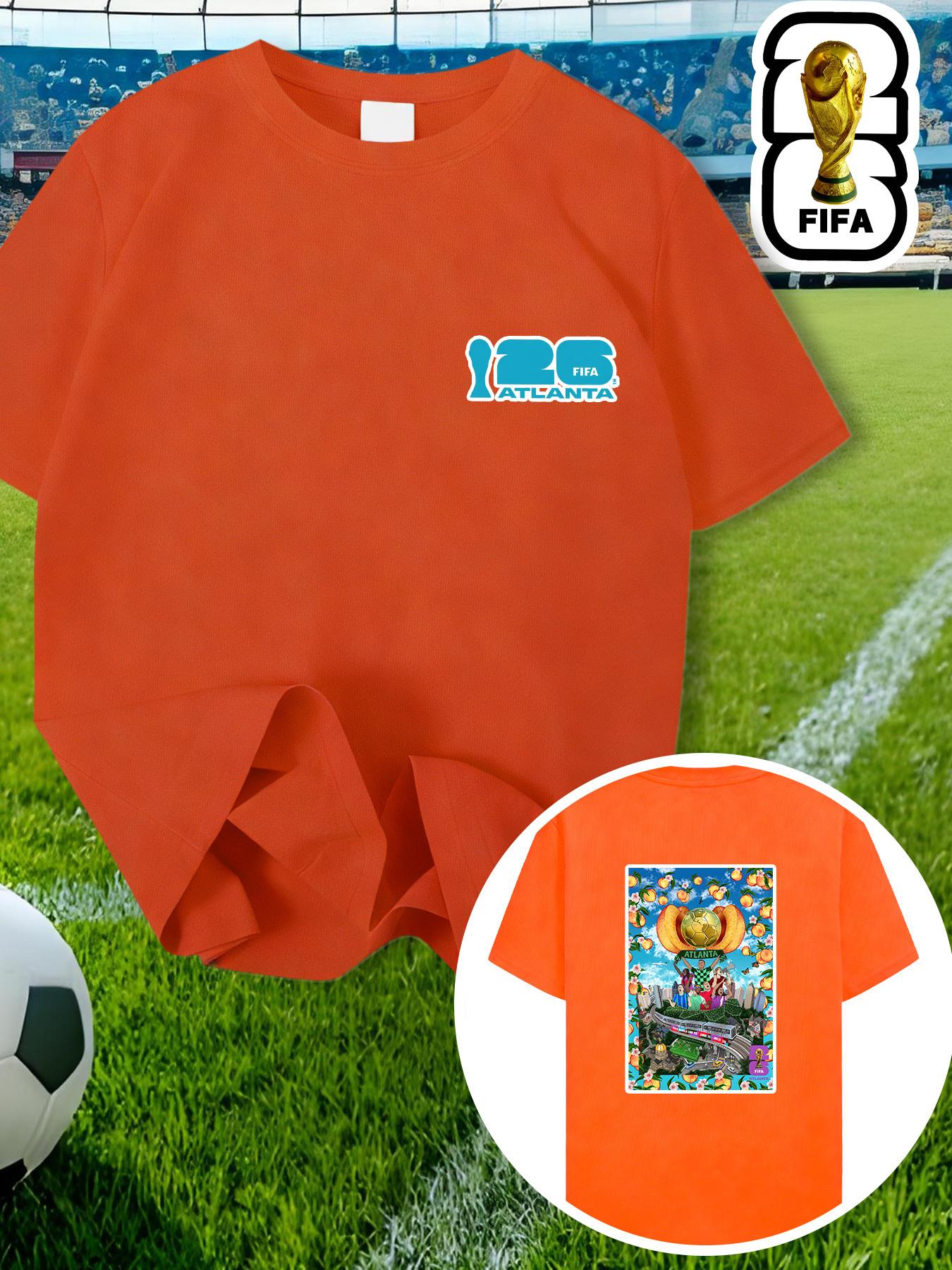 

FIFA Men s Oversize T-Shirt 2026 World Cup Atlanta - Official Souvenir Gift Suitable for Training, Jogging & Casual Wear, Machine Washable Round Neck XXL помаранчево-червоний