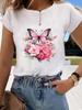 (Asian Size)  trend butterfly flower cute Graphic Tee Fashion T Clothing Women's Top  Print Female Casual  Short Sleeve T-shirts