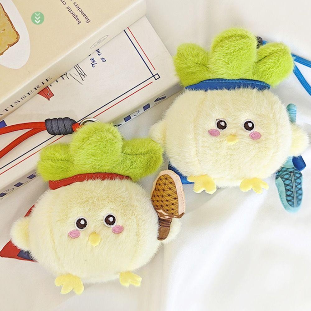 Garlic Bird Stuffed Cabbage Chicken Keychain Cartoon Chicken Plush Keychain  Car Key Accessories