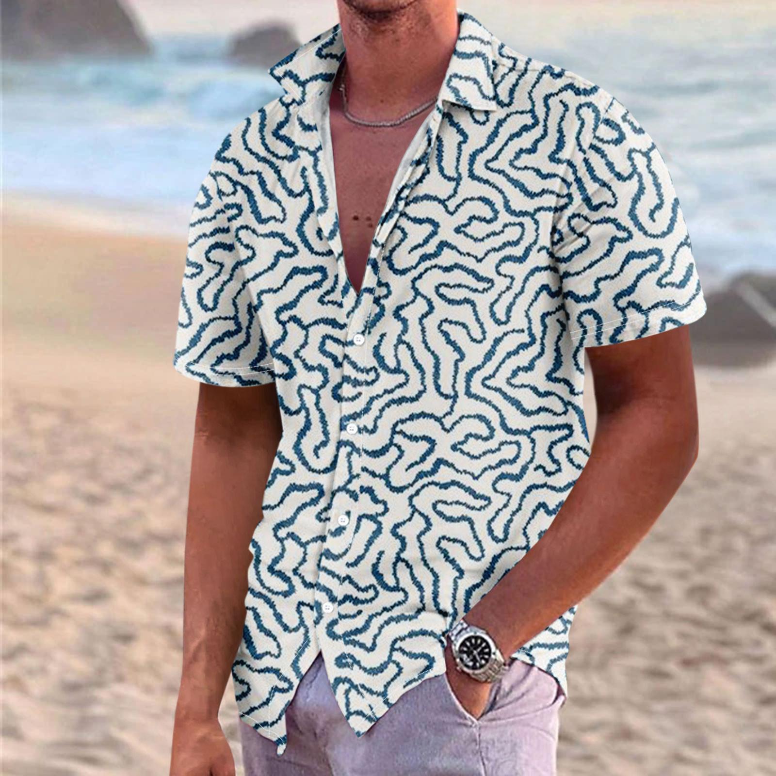 

Гавайская рубашка для мужчин, мужские винтажные рубашки для боулинга на пуговицах, летняя пляжная рубашка с коротким рукавом