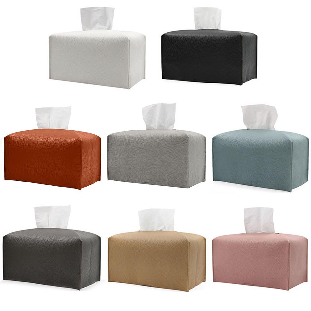Korean Leather Tissue Box: Square Pull-Out Design for Home & Hotel Decor