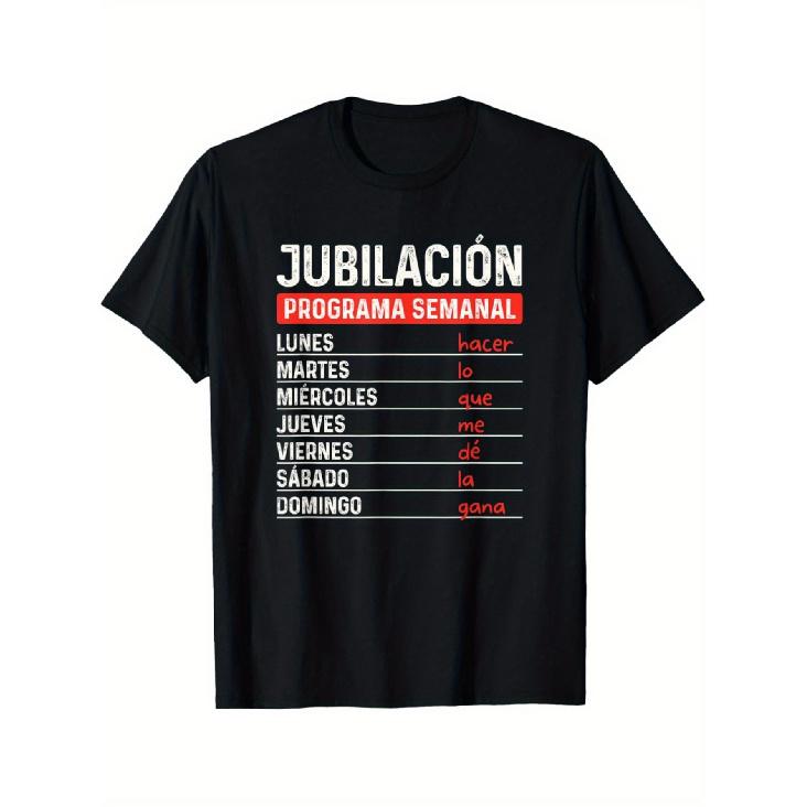 Men's 2025 Spanish Retirement Countdown T-Shirt - Funny "Counting to 165.1cm Spanish Phrases & Retirement Age Design (2025-65=) - Casual Short Sleeve