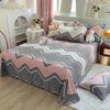 Pink Wave Pattern Flat Sheet Cotton Queen Striped Bed Sheet Set Soft Comfortable Abstract Geometric Bed Cover With 2 Pillow Sham