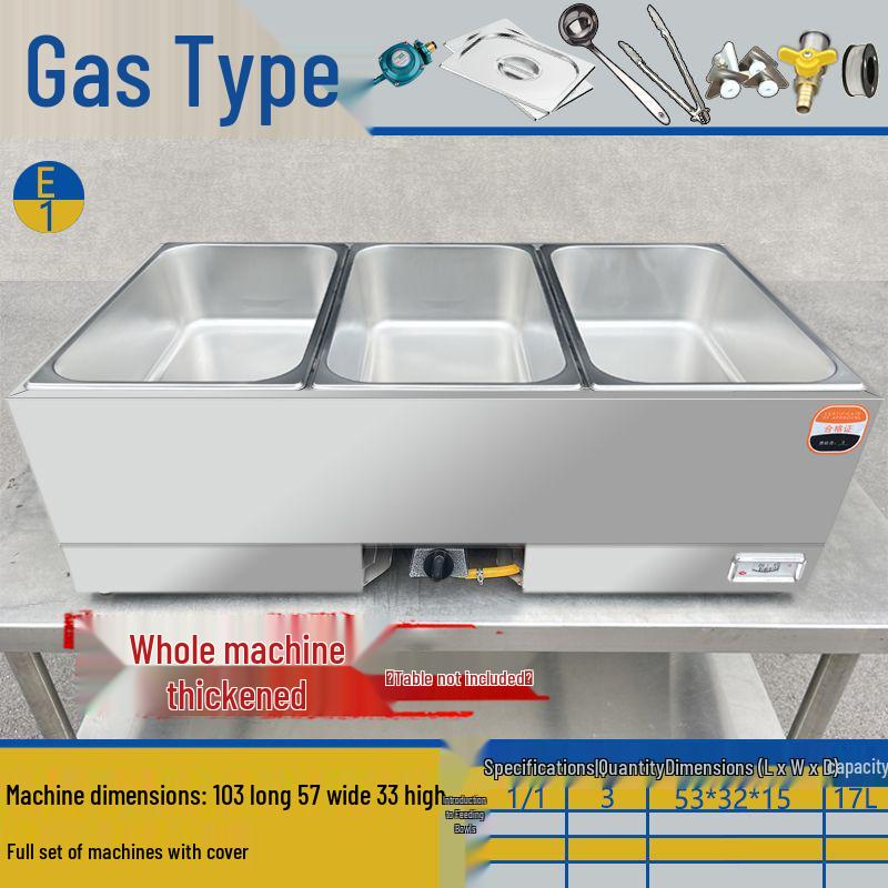Commercial Gas-Powered Countertop Warming Table with Soup Pot for Fast Food Stalls