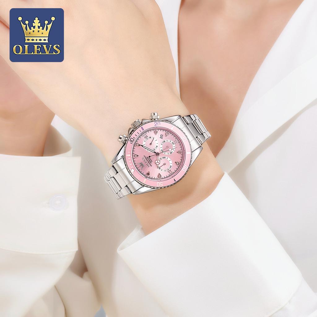 OLEVS Watches for Women Luxury Original Quartz Watch Zircon Scale Waterproof Luminous Chronograph Auto Date Ladies Watches 5632