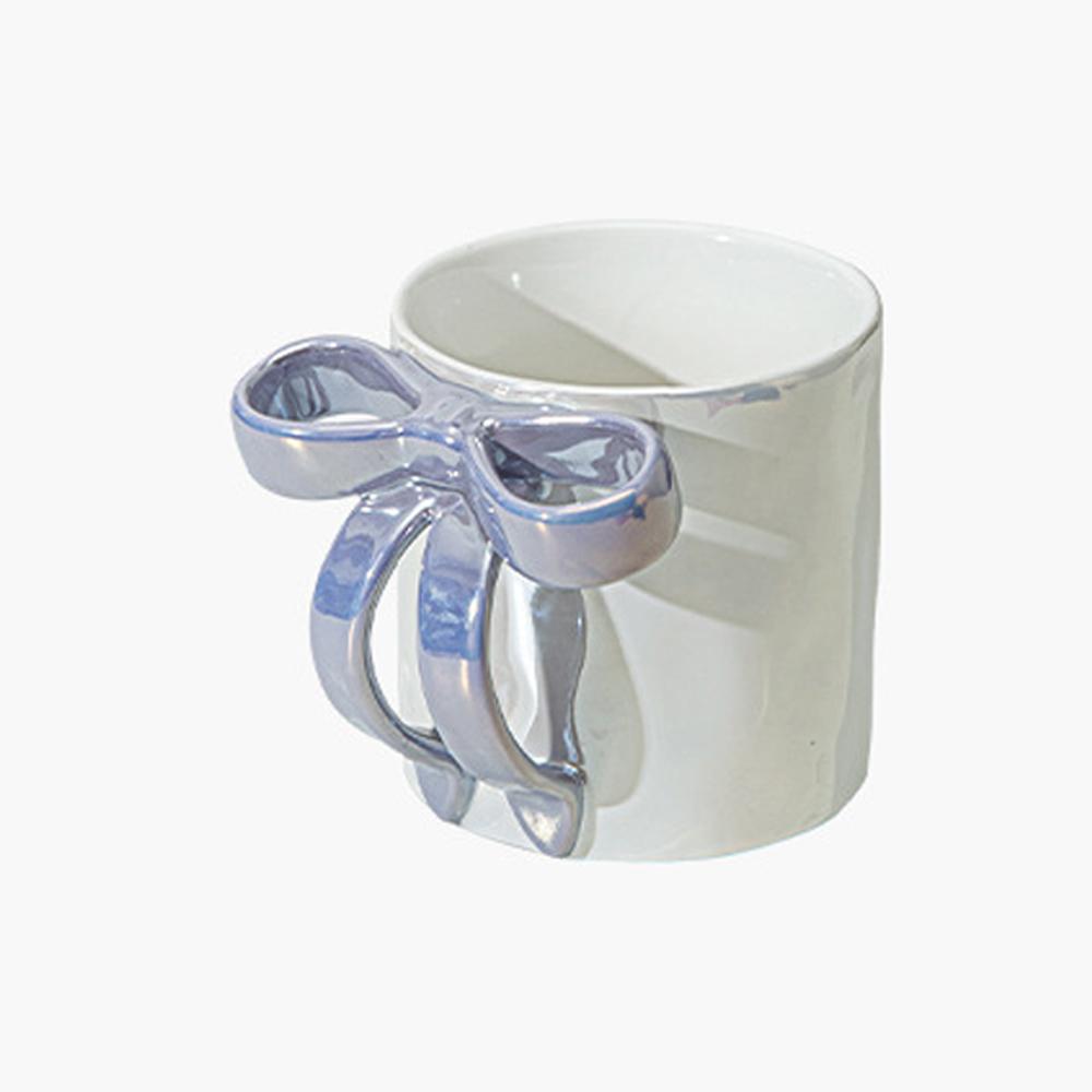350ml/11oz Bow Mug, Ribbon Glass Ceramic Mug with Ribbon Handle Suitable for Colleagues Valentine's Day Christmas Birthday Gifts