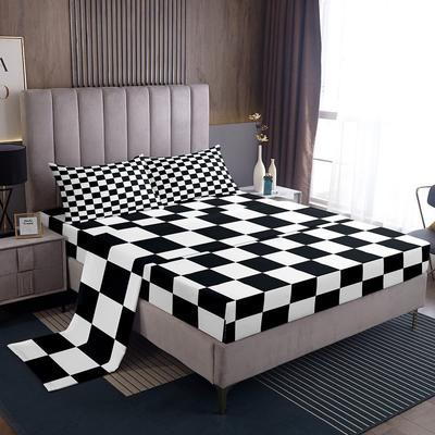 Black And White Plaid Pattern Mattress Four-Piece Bedding Set Bedroom Dormitory Bedding Decoration
