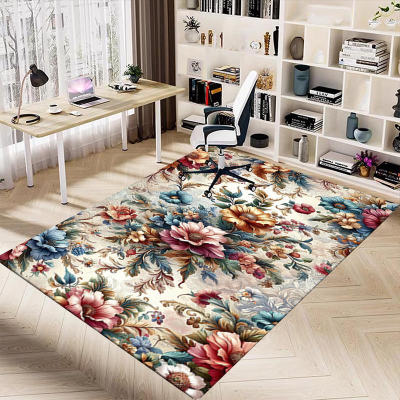 1PC Floral Pattern Extra Large Non Slip Floor carpet, Office, family, bedroom Large Area Rug Indoor Rugs, Vibrant Colors