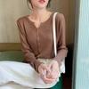 Fall Winter V Neck Knit Top Women Thin Long Sleeve Solid Short Cover Up Slim Sweater Cardigan Coat