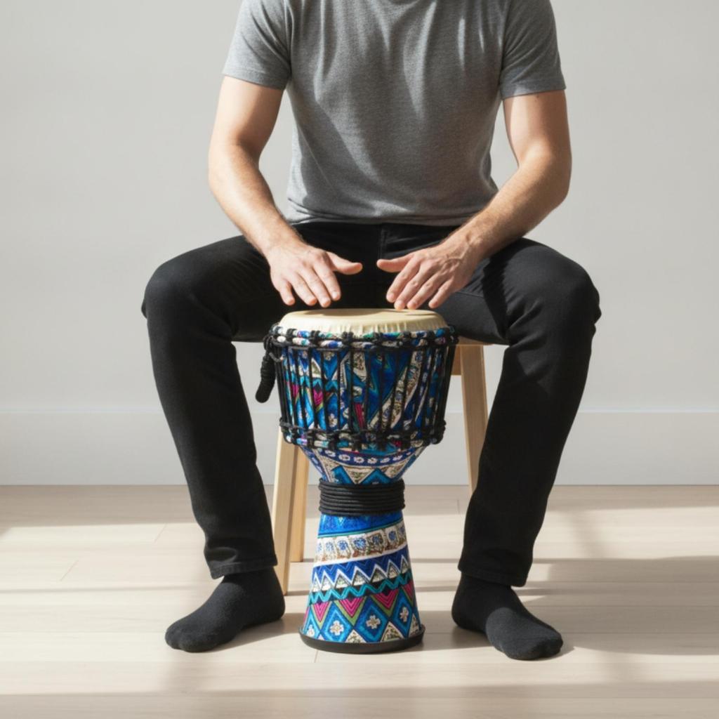 Djembe with Carrying Bag Rope-Tuned Portable for Music Lessons, Beginners