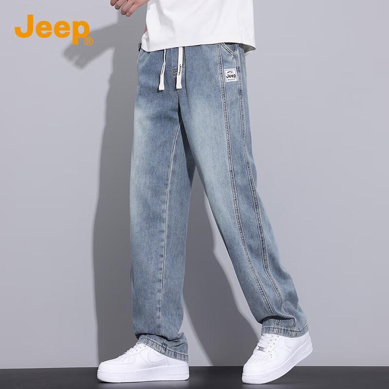 JEEP Men's Loose Fit Straight-Leg Jeans
