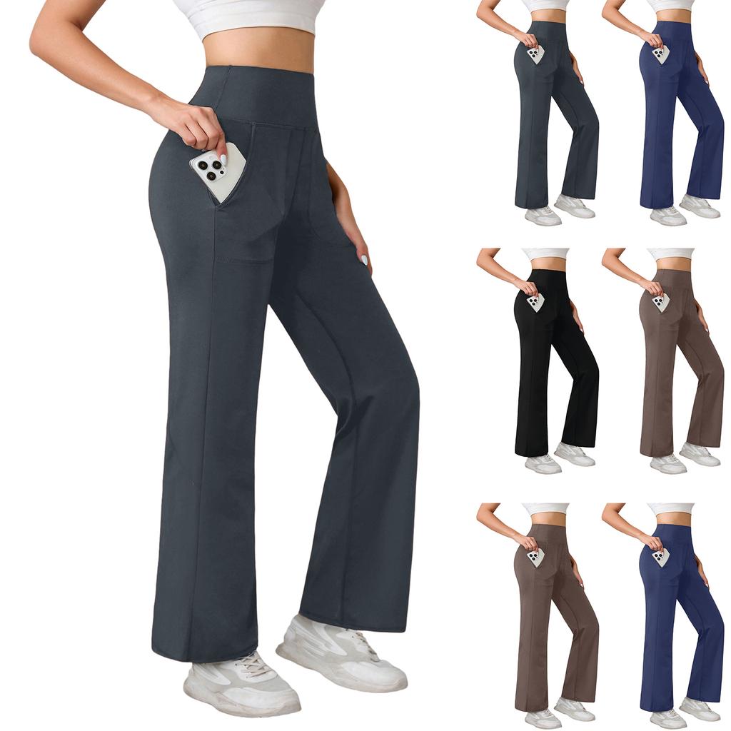 Women's Casual Slim-Fit High-Waisted Pants -Color Yoga Pants With Pockets